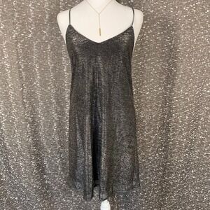 Everly Black Shimmer Mini Slip Dress Strappy Party Women's‎ Medium